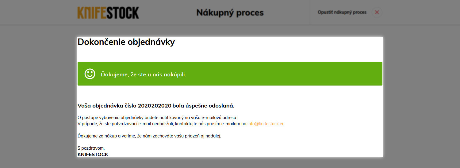 guida su come acquistare su knifestock.sk - email